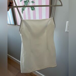 Zara White Strapless Mini Dress with Silver Chain Straps